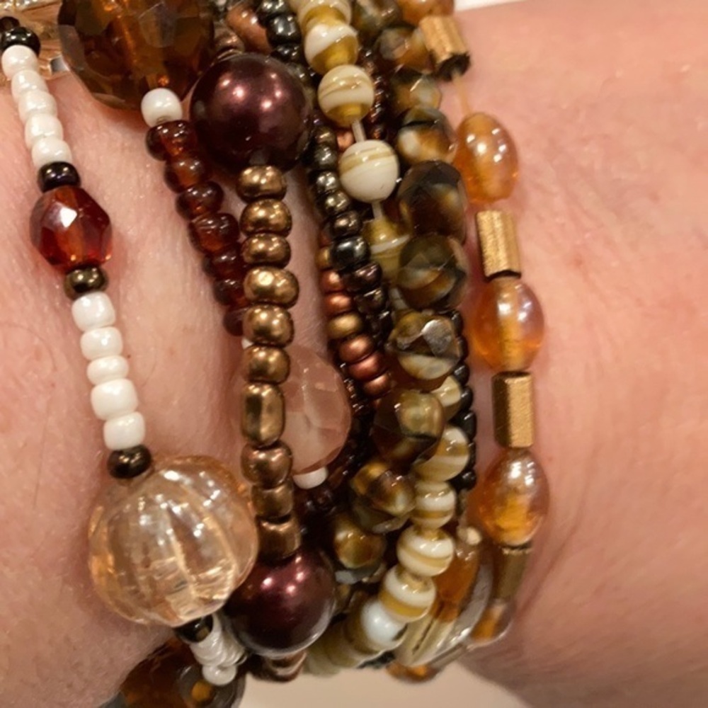 Variety of beaded elastic bracelets